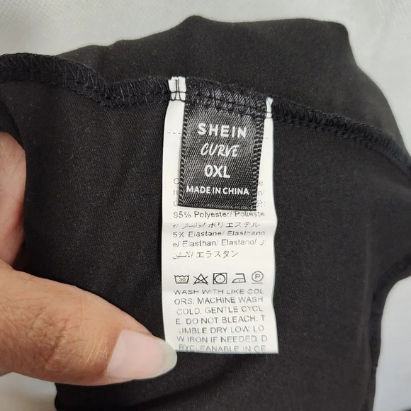 Shein Curve Black Pink Floral Peplum Top Vneck Women Plus Size 0XL Short Sleeve - Picture 5 of 7